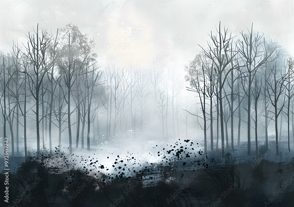 Fototapeta premium Abstract Foggy Forest Illustration