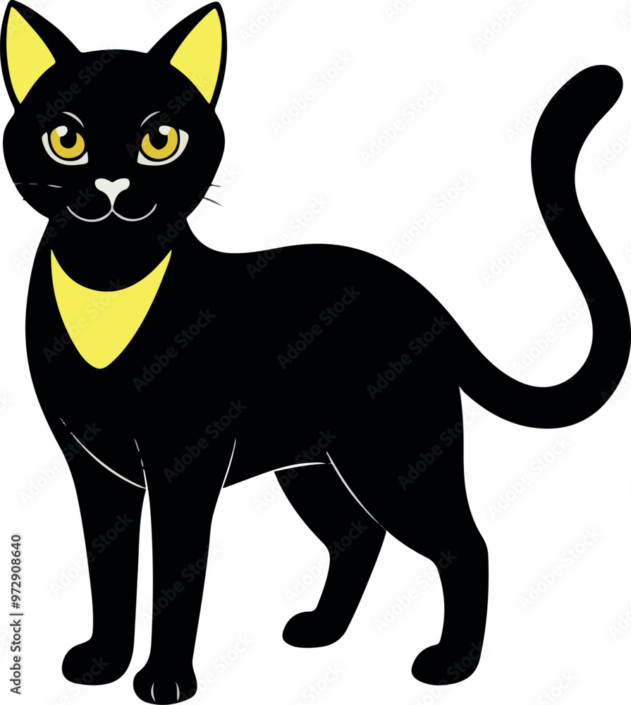 Obraz premium Silhouette of a black cat on a white background, exemplifying stylish vector art illustration