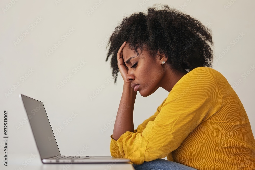 The woman is receiving bad news on the phone while she is in the kitchen The woman is receiving bad news on the phone while she is in the kitchen