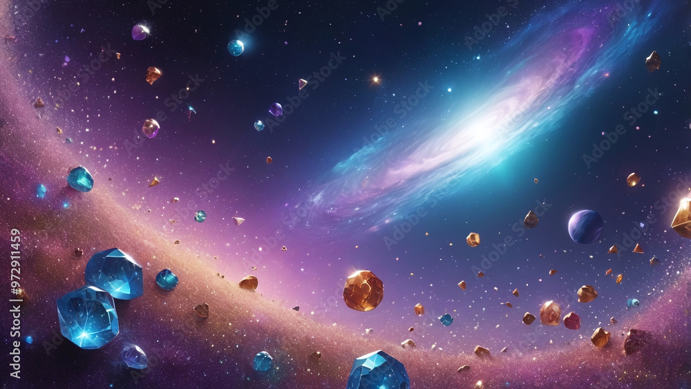 Rainbow Space Wallpaper with Glitter and Gems Rainbow Space Wallpaper with Glitter and Gems