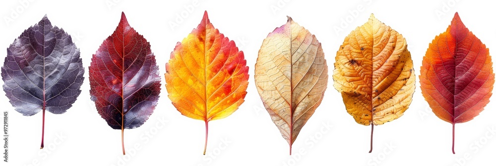 Fototapeta premium diverse collection of autumn leaves on white background