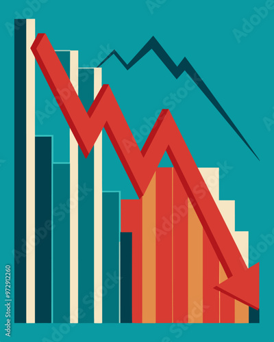 A representation of an economic downturn with a sharp decline in the graphs trajectory.. Vector illustration