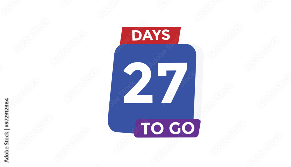 27 days to go Countdown number banner templates. time icon. Vector Illustration 27 days to go Countdown number banner templates. time icon. Vector Illustration
