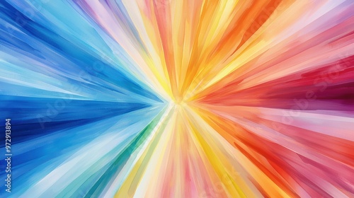 Wallpaper Mural Explosive color burst, radiating lines and bold hues, abstract energy, watercolor style Torontodigital.ca