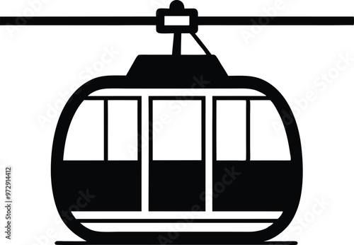 Cable car silhouette Vector Icon and Illustration, Isolated on white background