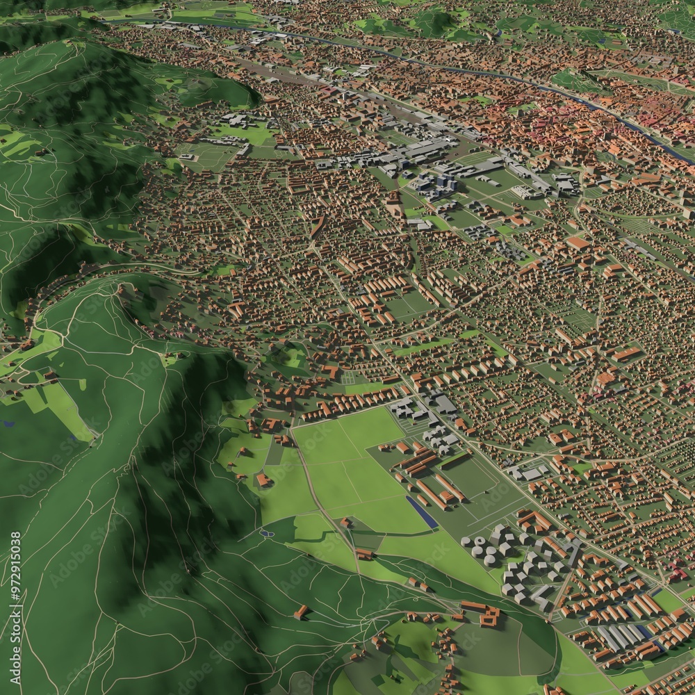 Fototapeta premium 3D illustration of city and urban in Graz Austria