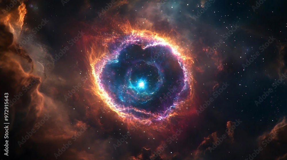 Cosmic Nebula with Bright Star in Center