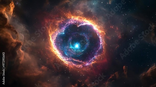 Obraz na płótnie Cosmic Nebula with Bright Star in Center w salonie