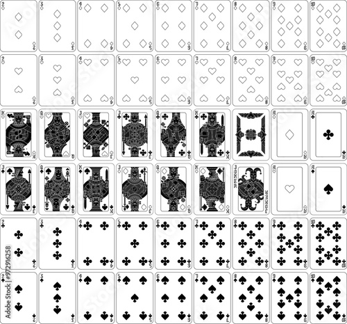 A full set of card designs for a playing cards pack deck