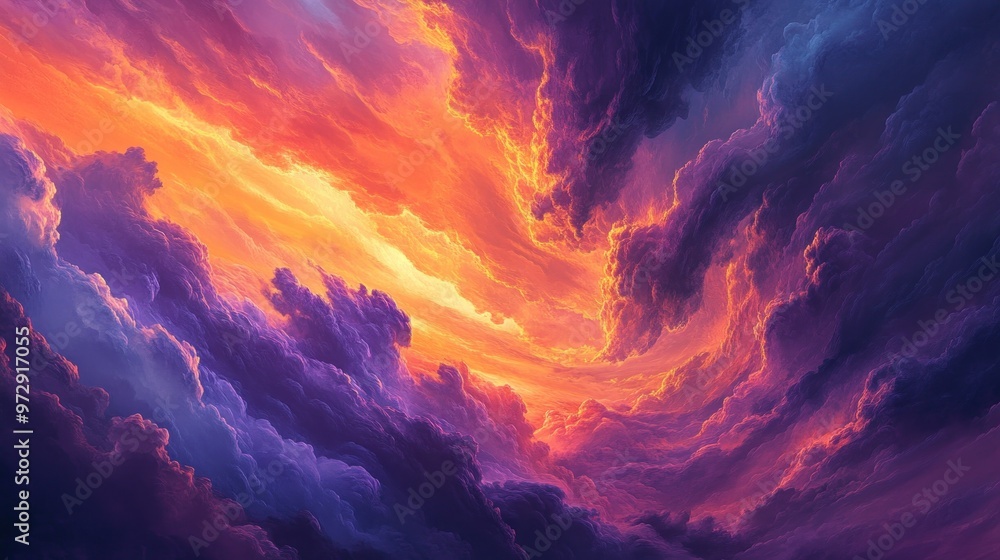 A background of clouds moving rapidly across the sky during a sunset, the colors shifting from orange to purple A background of clouds moving rapidly across the sky during a sunset, the colors shifting from orange to purple