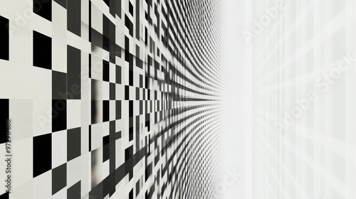 Wallpaper Mural A digital artwork featuring a grid of perfectly aligned squares that gradually transition in color from white to black, symbolizing order and complexity Torontodigital.ca