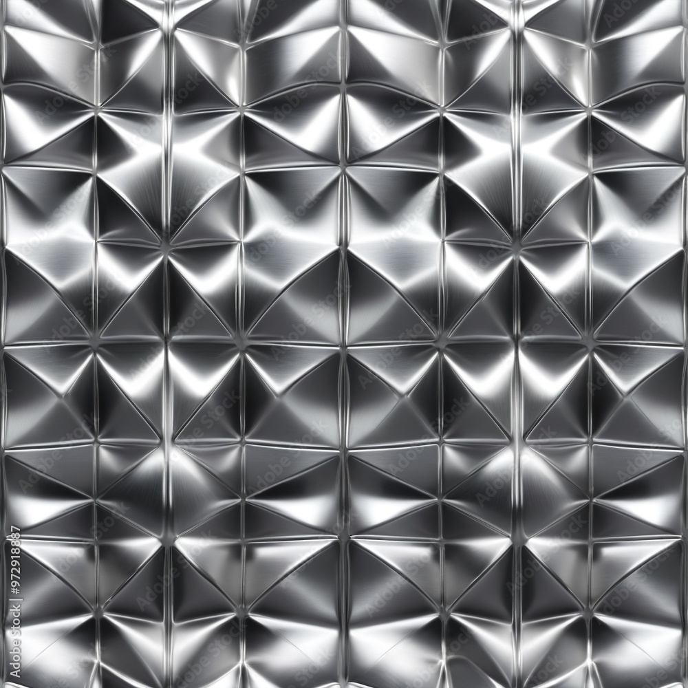 Obraz premium A close-up shot of a metallic wall covered in triangular patterns