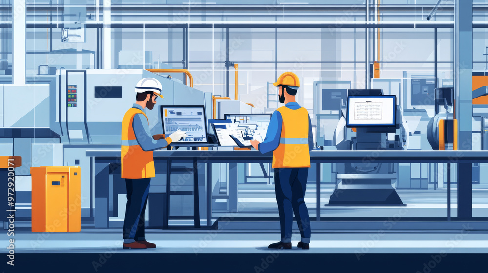 Engineers conducting tests and quality checks in a high-tech facility Engineers conducting tests and quality checks in a high-tech facility