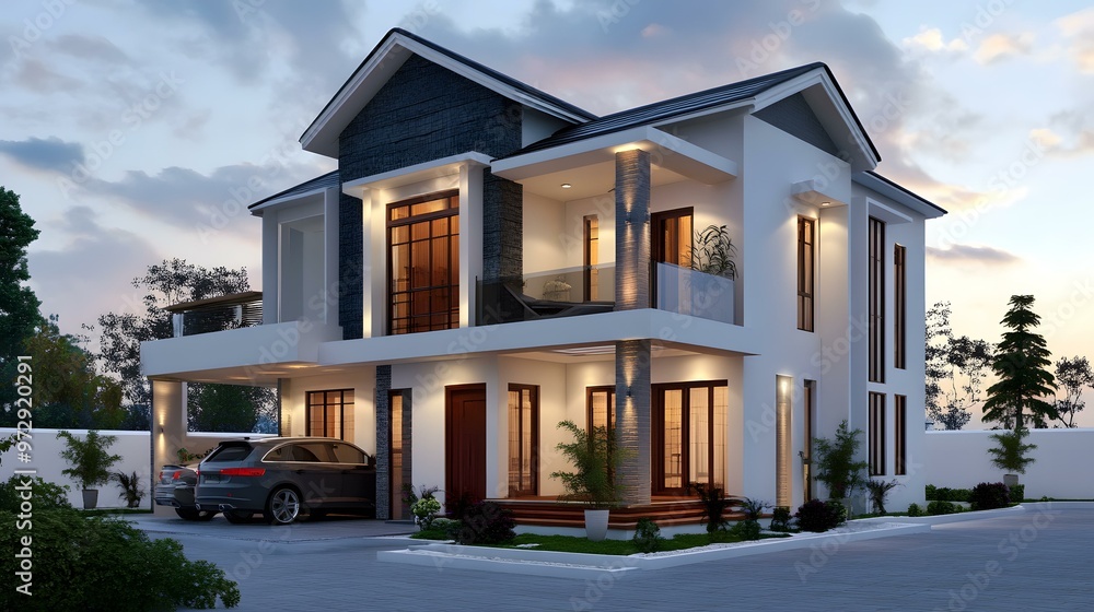 Modern Two Story House With Balcony Design Modern Two Story House With Balcony Design