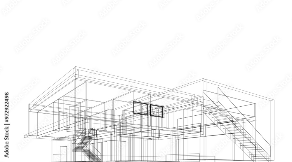Building sketch architectural 3d illustration Building sketch architectural 3d illustration