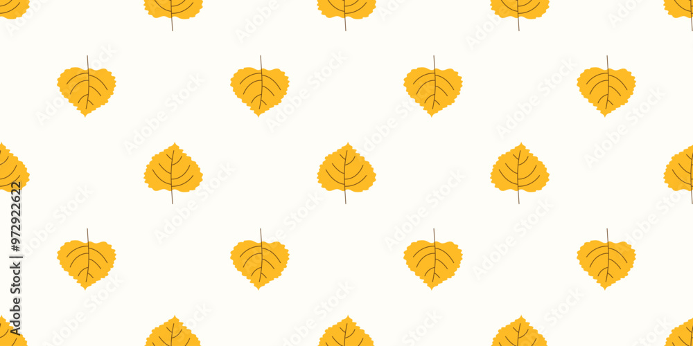 Seamless autumn pattern with yellow hand drawn leaves. Minimalist vector repeat design for print posters banner Seamless autumn pattern with yellow hand drawn leaves. Minimalist vector repeat design for print posters banner