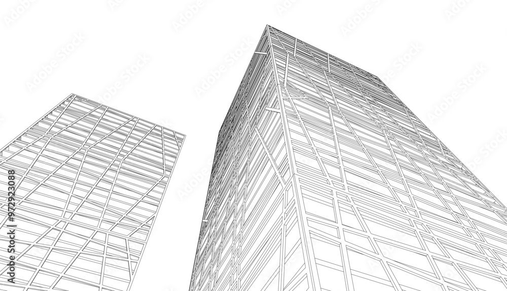 Building sketch architectural 3d illustration