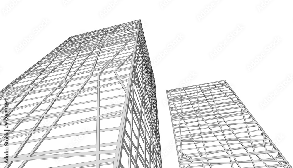 Building sketch architectural 3d illustration Building sketch architectural 3d illustration