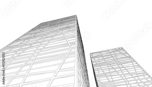 Building sketch architectural 3d illustration