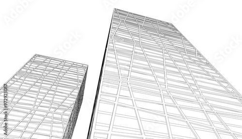 Building sketch architectural 3d illustration