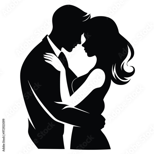 Wallpaper Mural Romantic Couple Silhouette Vector Illustration. Torontodigital.ca