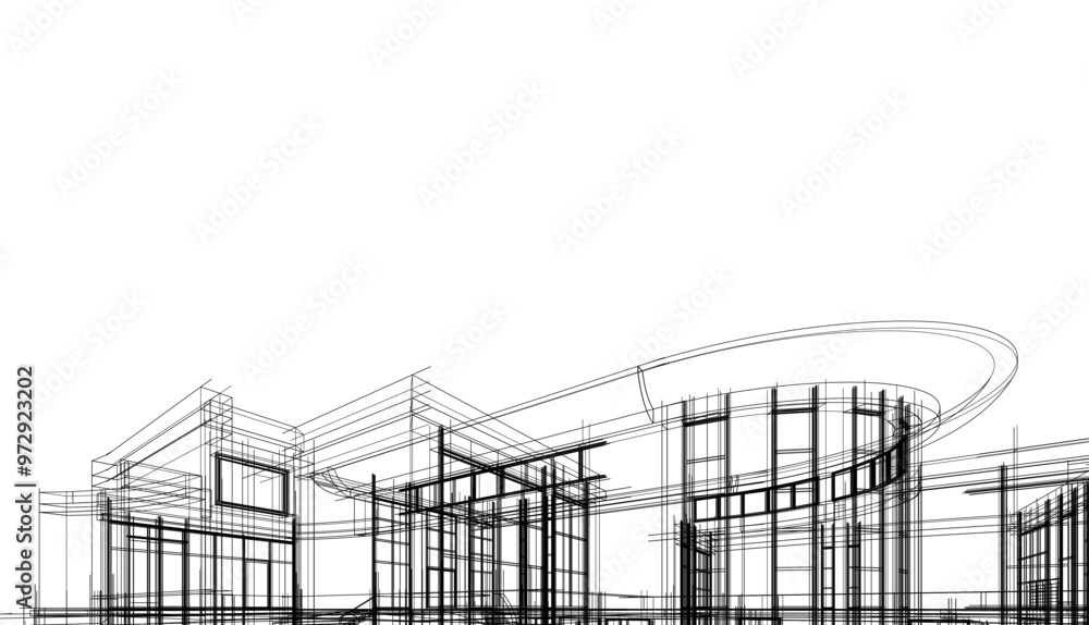 Building sketch architectural 3d illustration Building sketch architectural 3d illustration