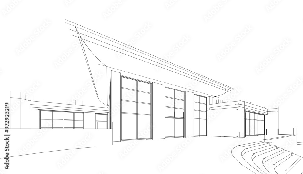 Building sketch architectural 3d illustration Building sketch architectural 3d illustration