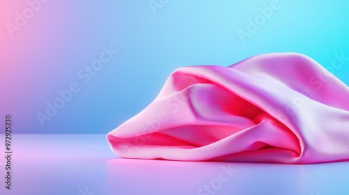 Abstract Pink Silk Fabric Drape with Gradient Background