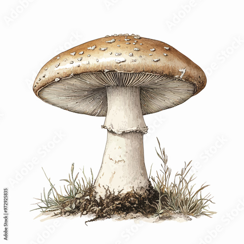Amanita muscaria. Hand drawn watercolor illustration isolated on white background