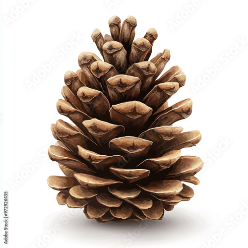 Pine cone isolated on white background. 3d illustration. High resolution.