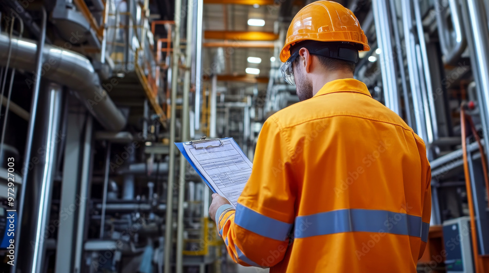 Industrial safety audit being conducted in a high-risk work environment Industrial safety audit being conducted in a high-risk work environment