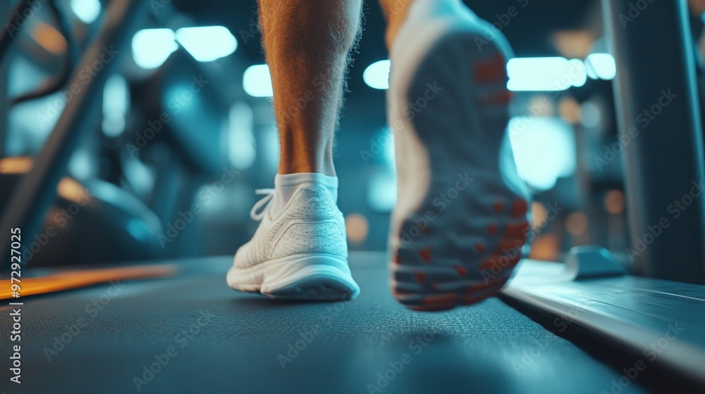 male athlete focused on running on a treadmill, illustrating the dedication to fitness and training in a gym environment male athlete focused on running on a treadmill, illustrating the dedication to fitness and training in a gym environment