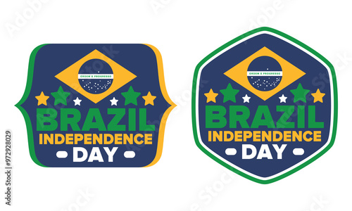 Brazil Independence Day. Happy national holiday. Freedom day. Celebrate annual in September 7. Brazil flag. Patriotic brazilian design. Poster, card, banner, template, background. Vector illustration