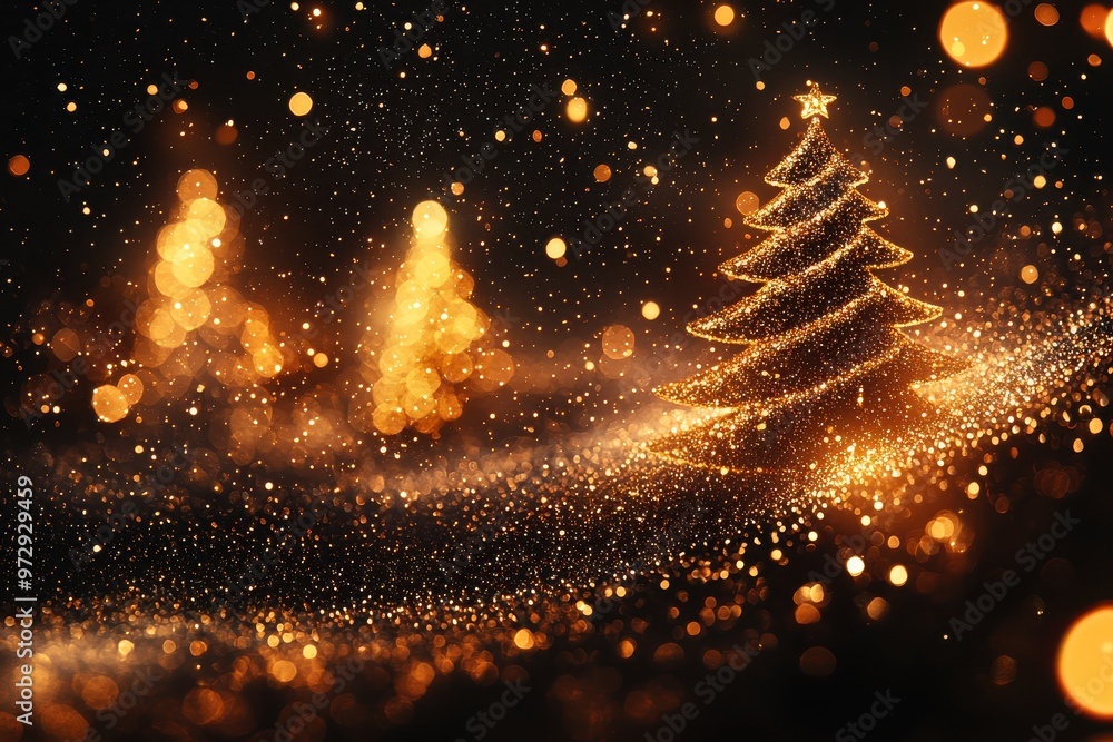 Obraz premium Sparkling Christmas tree with magical lighting effect