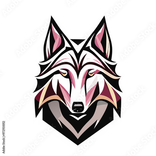 Wild animal head vector illustration of a wolf mascot, suitable as a tribal tattoo or canine symbol