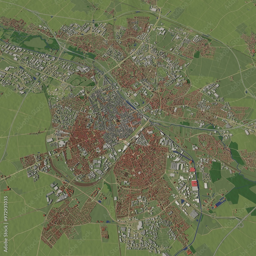 Fototapeta premium 3D illustration of city and urban in Reims France