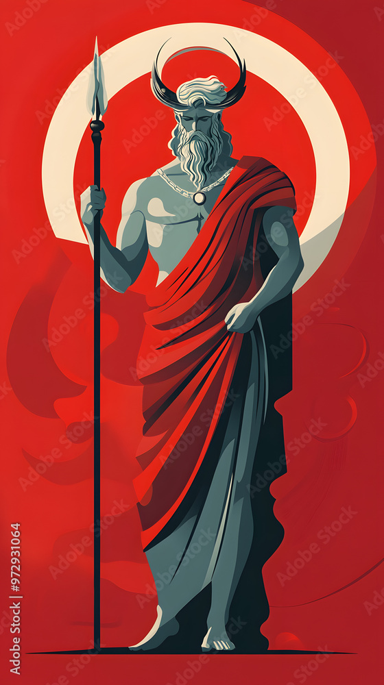 Obraz premium Greek god flat illustration, Hades, the god of the dead and the king of the underworld