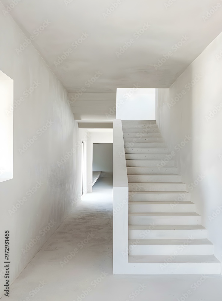 Modern Minimalist White Concrete Staircase Interior Design Modern Minimalist White Concrete Staircase Interior Design