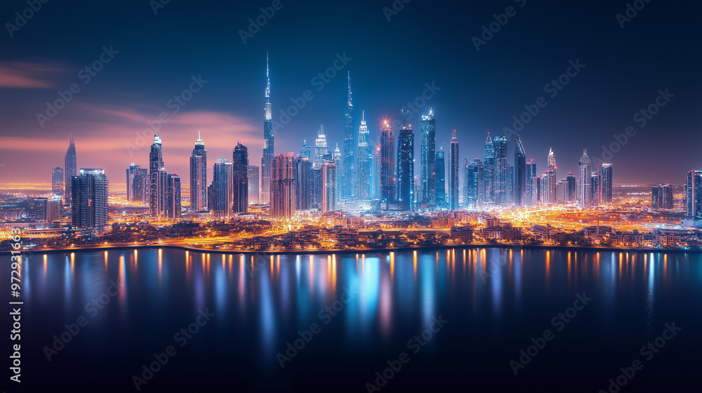 Fototapeta premium the business bay of dubai at night.