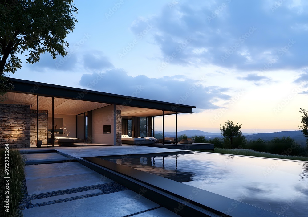 Modern House with Infinity Pool and Mountain View Modern House with Infinity Pool and Mountain View