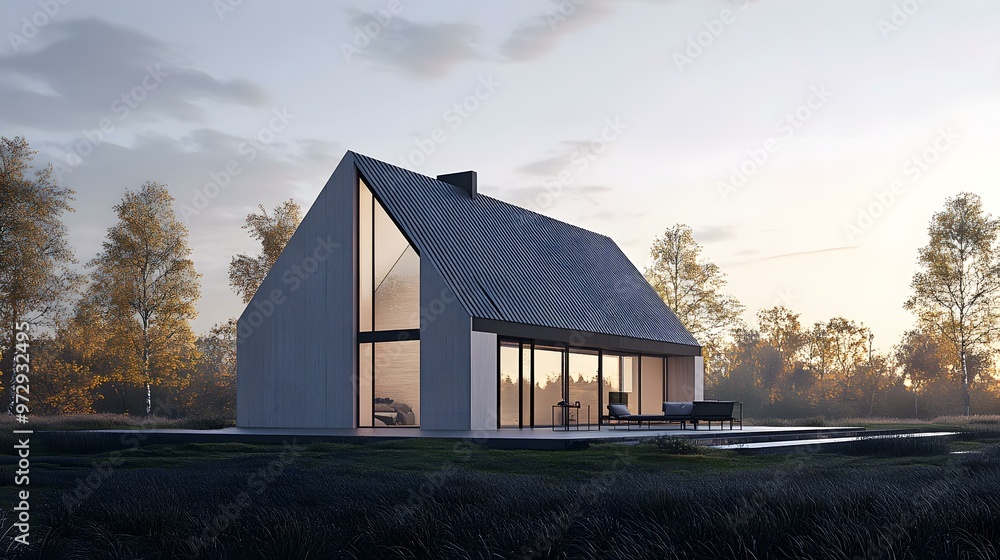 Modern House Design with Large Windows and Outdoor Patio Modern House Design with Large Windows and Outdoor Patio