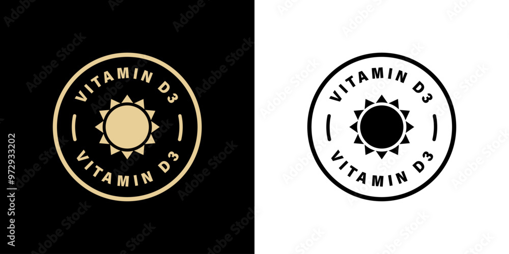 Fototapeta premium Vitamin D3 - vector gold sign for supplement labeling.