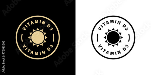 Vitamin D3 - vector gold sign for supplement labeling.