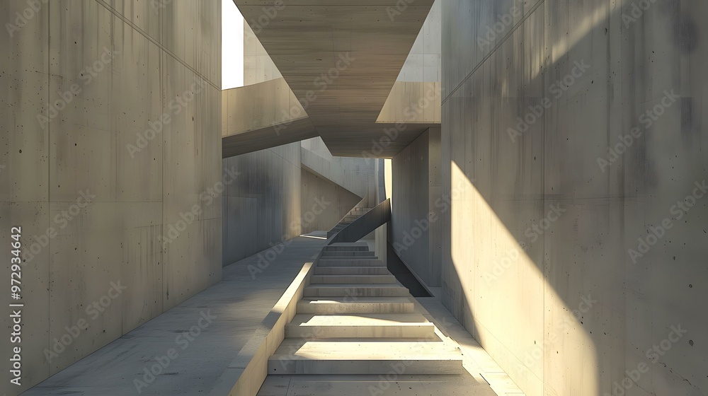 Concrete Stairs Minimalist Architecture Abstract Design