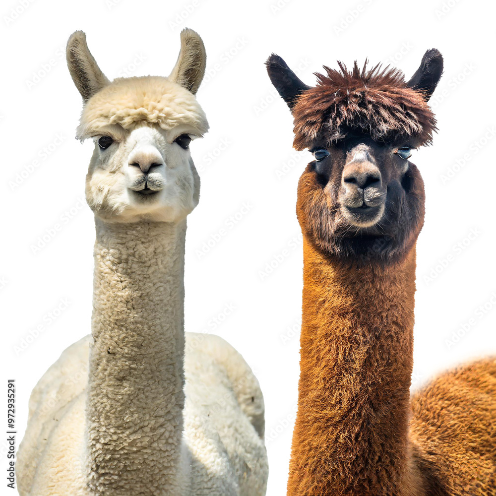 Obraz premium Alpakas isoliert auf weißen Hintergrund, Freisteller ,Transparent 