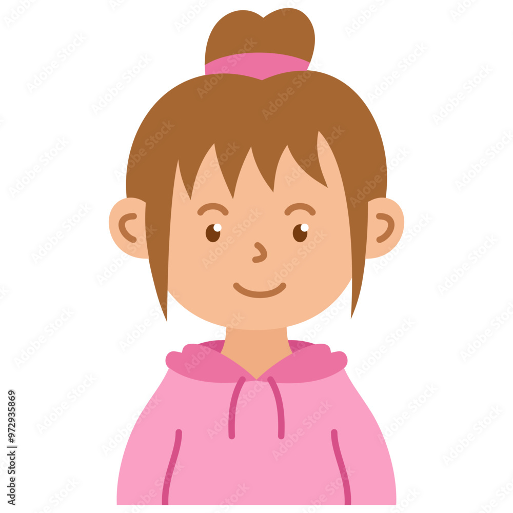 little girl with hair in a bun vector illustration little girl with hair in a bun vector illustration