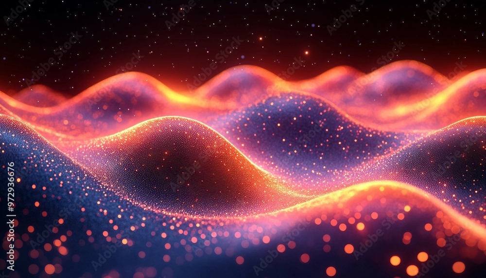 Fototapeta premium 3D Holographic Data Waves in Abstract Technology Design, 3D holographic design featuring abstract data waves.