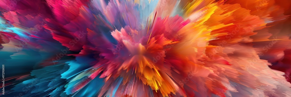 Vibrant explosion of colorful abstract art with dynamic brush strokes banner Vibrant explosion of colorful abstract art with dynamic brush strokes banner