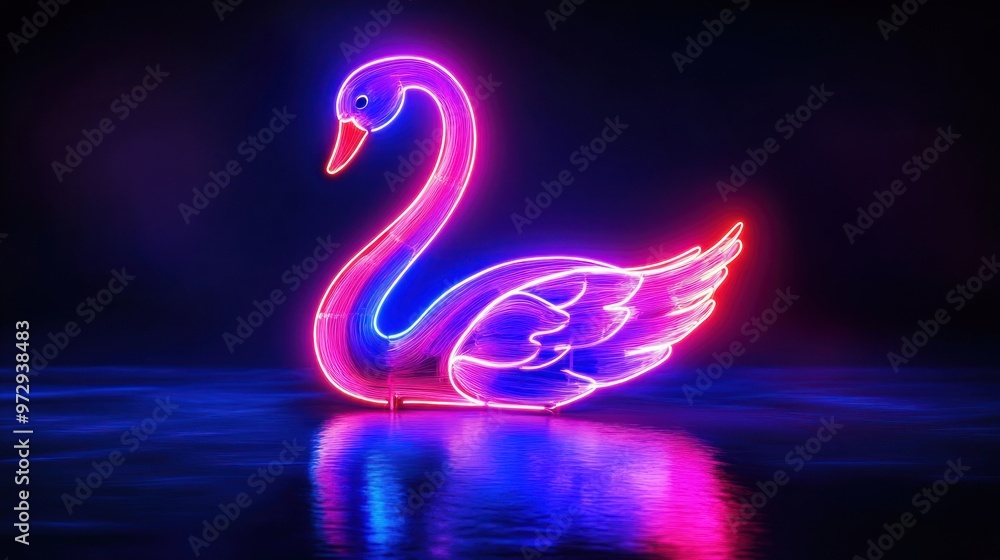 Neon Swan Reflection Neon Swan Reflection