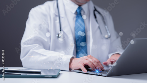 Bilde på lerret home care, A medical professional utilizes a laptop to access and manage patient
